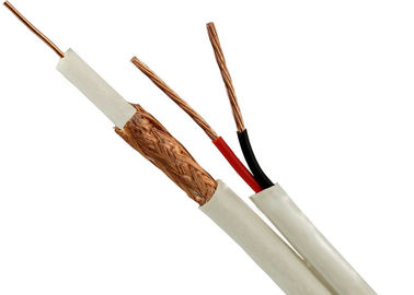 Kabel Putih Tembaga Coaxial CCTV Berjaket Putih RG59 / U + 2x0.75 Sq Mm Cable